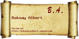 Baksay Albert névjegykártya